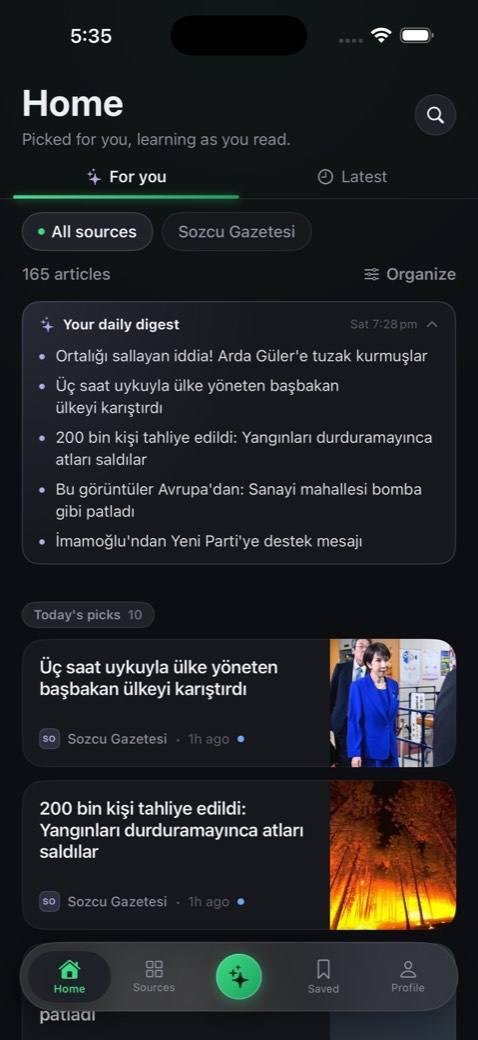 FeedDo Home — For You feed with daily digest